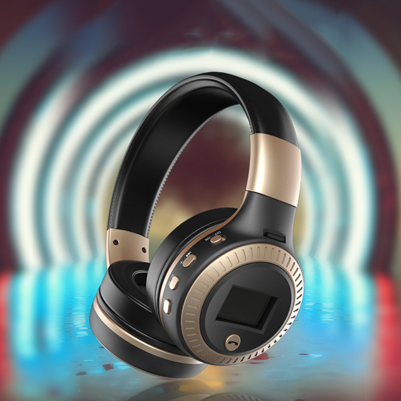 B19 Headset Wireless Bluetooth Headphone Black Gold 